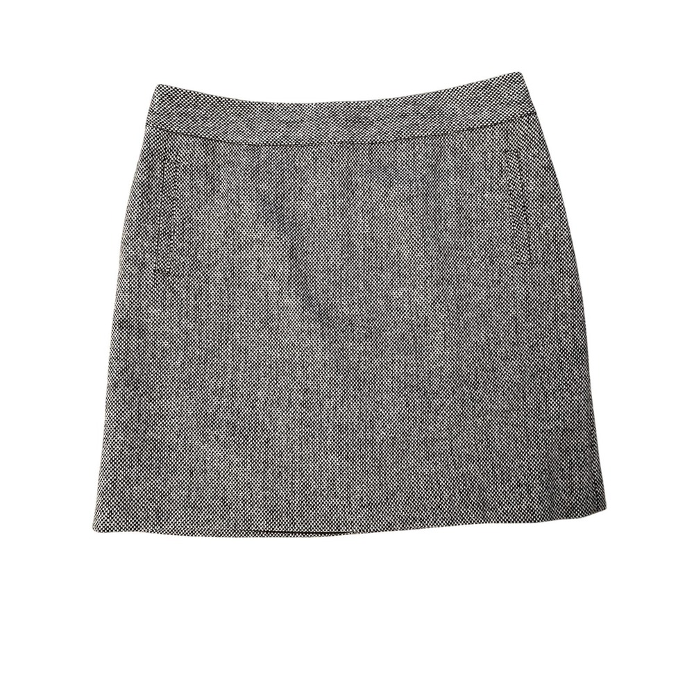 Banana Republic Womens Black White Tweed A-Line Mini Skirt Size 12 Career Preppy